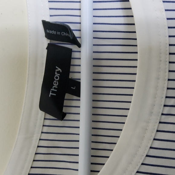 Theory Blue/White Stripped Long Sleeve  Side Tie Blouse Size L - Picture 5 of 8
